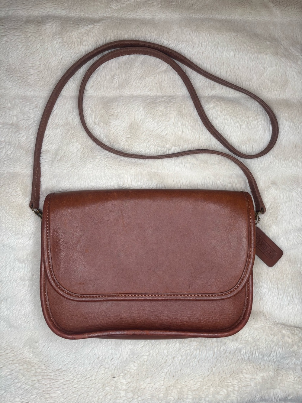 Vintage Coach 348 Brown Leather Crossbody Shoulder Bag Made in USA
